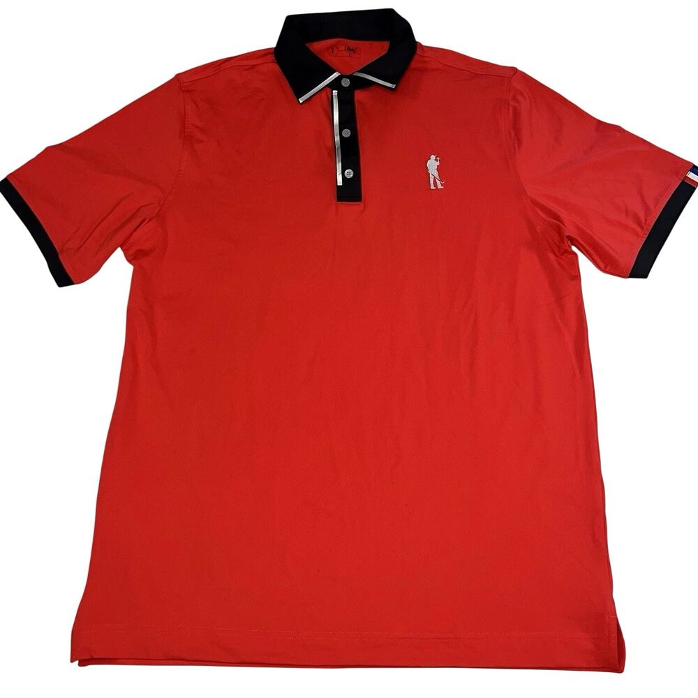 U Suck At Golf Polo Shirt Mens Size L Red Performance Activewear Stretch Preppy